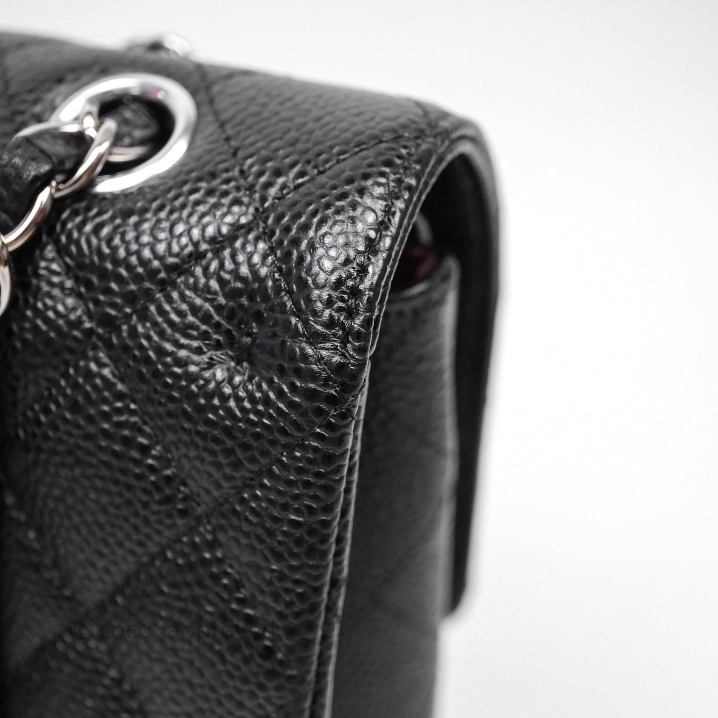Chanel Classic M/L Medium Flap Quilted Black Caviar Silver Hardware