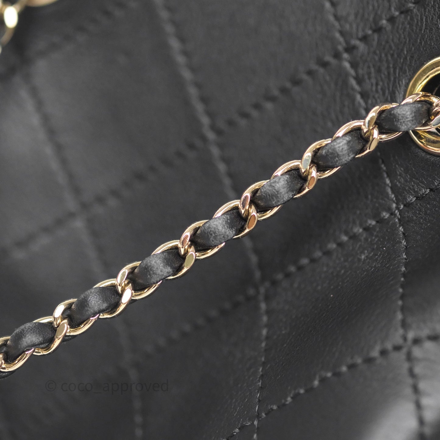Chanel Quilted Drawstring Bucket Bag Black Calfskin Gold Hardware