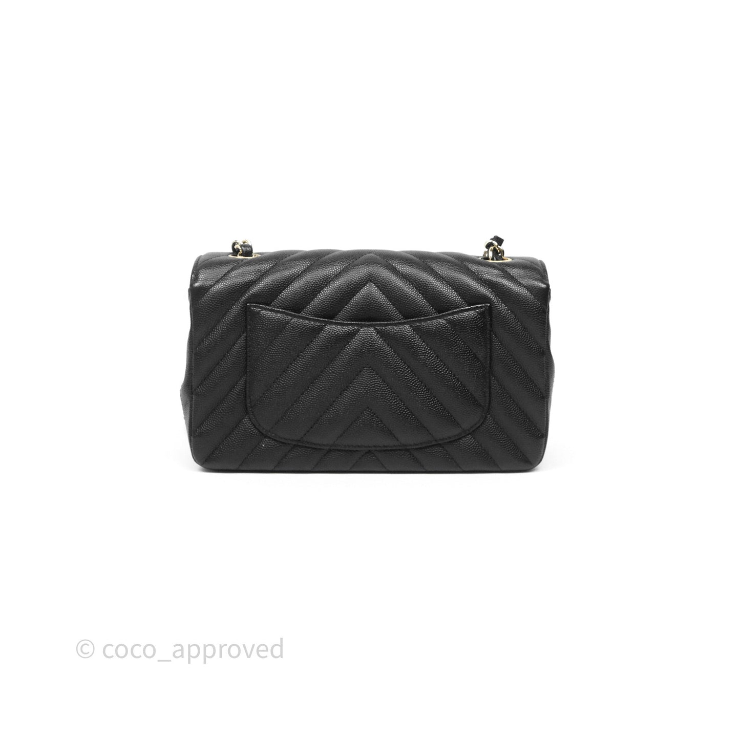 Chanel Mini Rectangular Chevron Black Caviar Gold Hardware