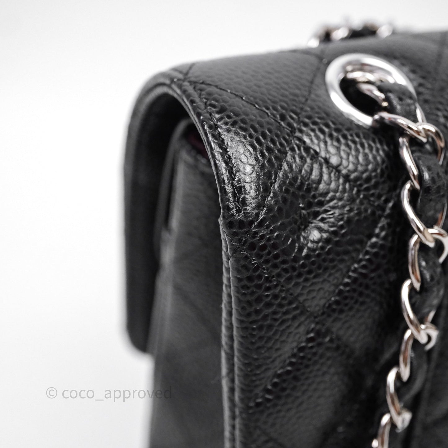 Chanel Classic M/L Medium Flap Quilted Black Caviar Silver Hardware