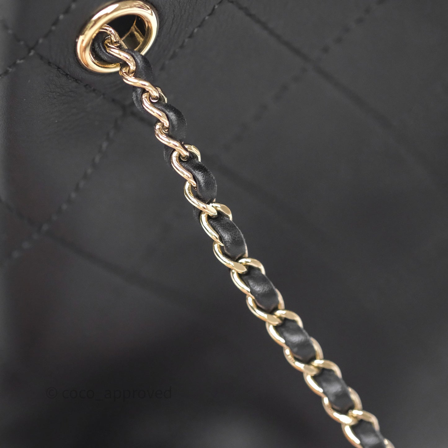 Chanel Quilted Drawstring Bucket Bag Black Calfskin Gold Hardware