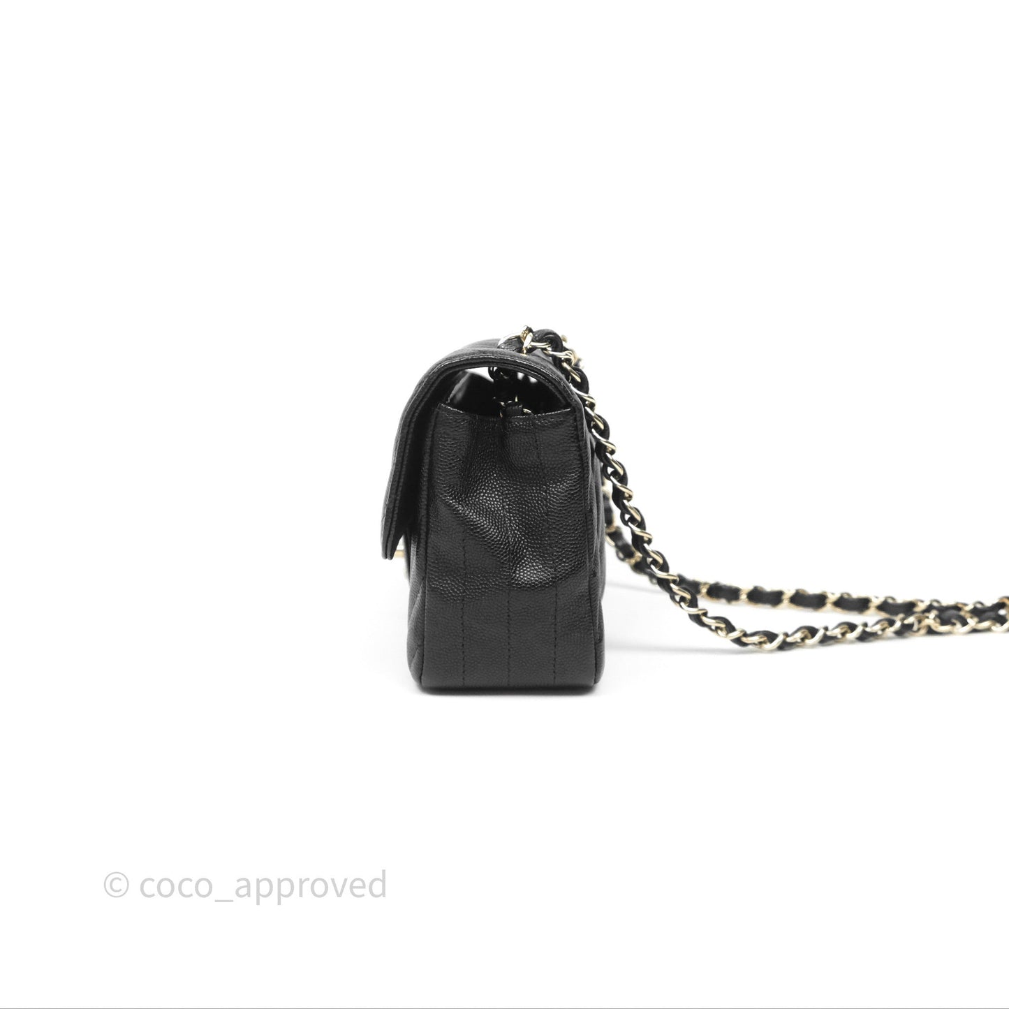 Chanel Mini Rectangular Chevron Black Caviar Gold Hardware