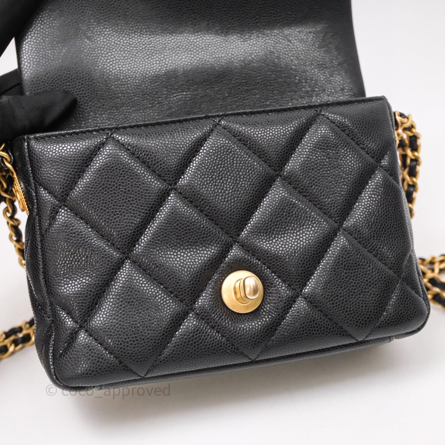 Chanel Twist Your Buttons Caviar Coin Purse Chain Black Bag Gold Hardware