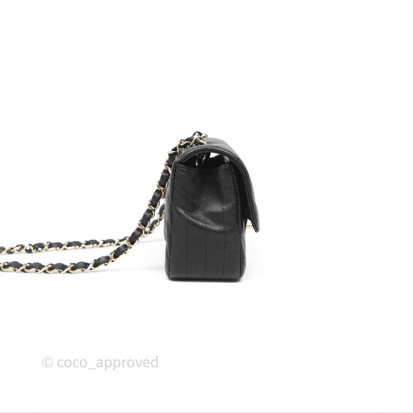Chanel Mini Rectangular Chevron Black Caviar Gold Hardware