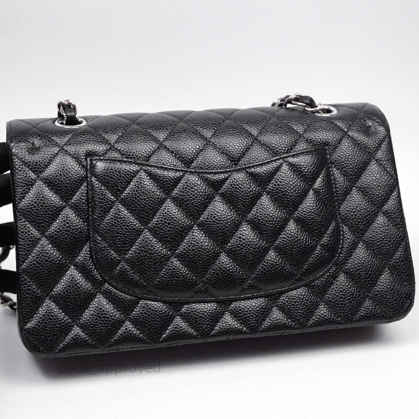 Chanel Classic M/L Medium Flap Quilted Black Caviar Silver Hardware