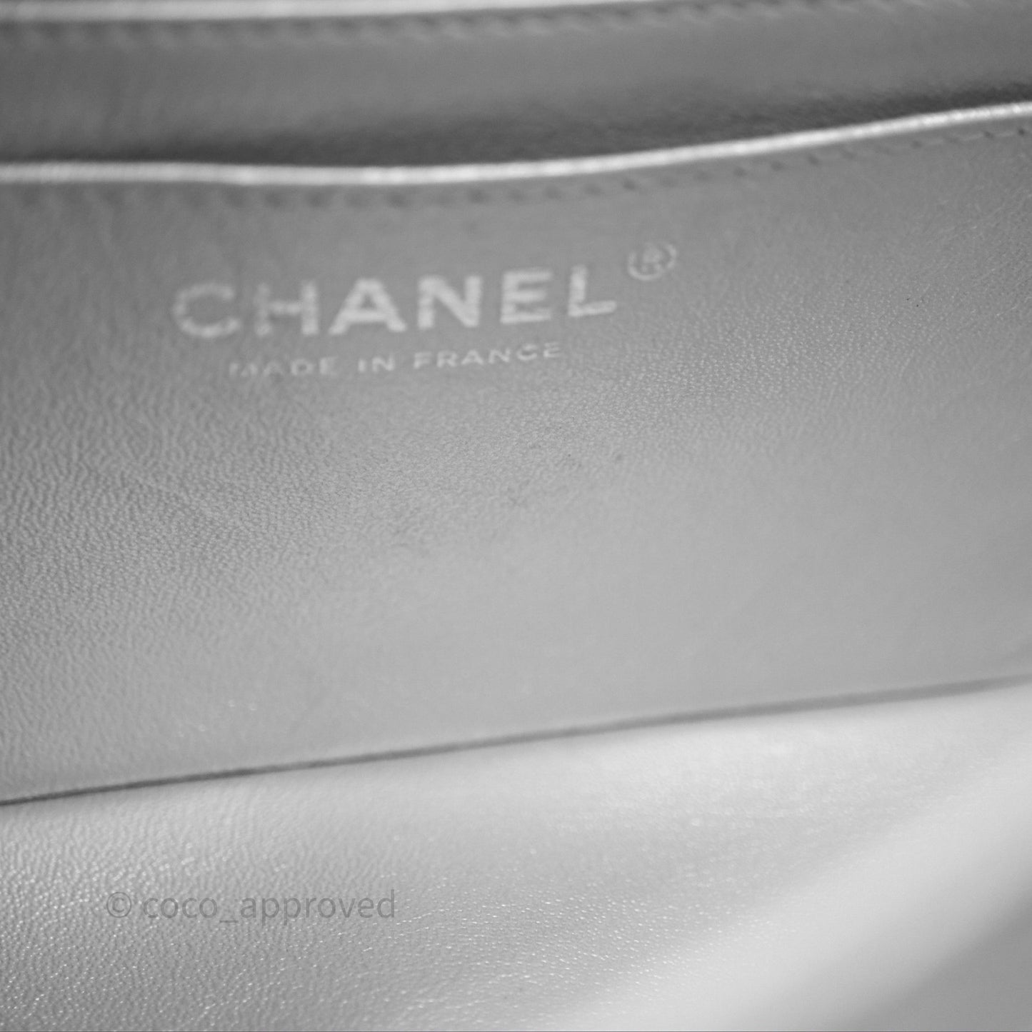 Chanel Quilted Mini Rectangular Flap Metallic Silver Lambskin Silver Hardware