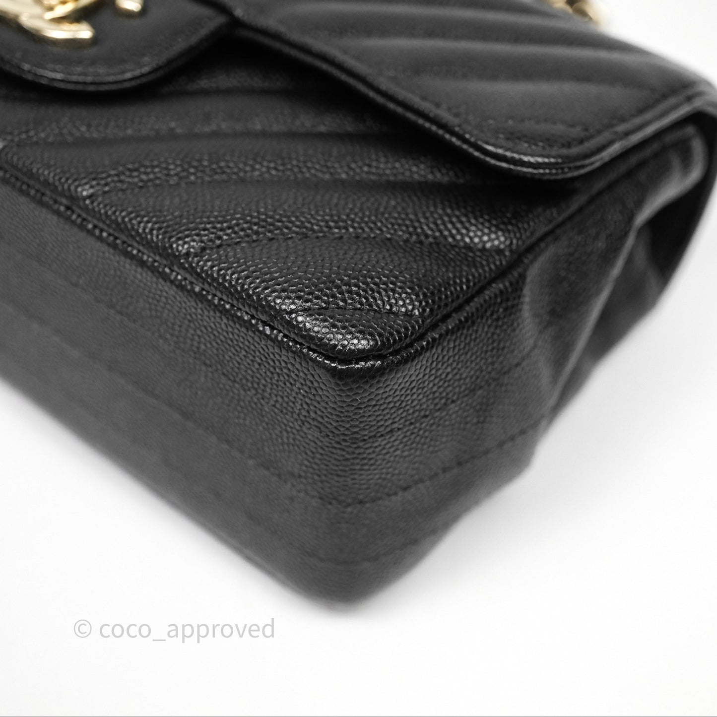 Chanel Mini Rectangular Chevron Black Caviar Gold Hardware