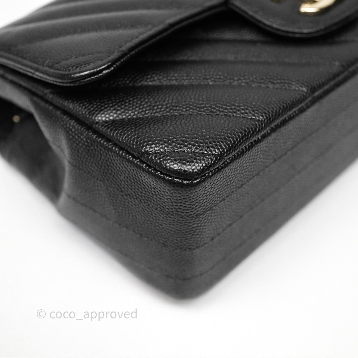 Chanel Mini Rectangular Chevron Black Caviar Gold Hardware