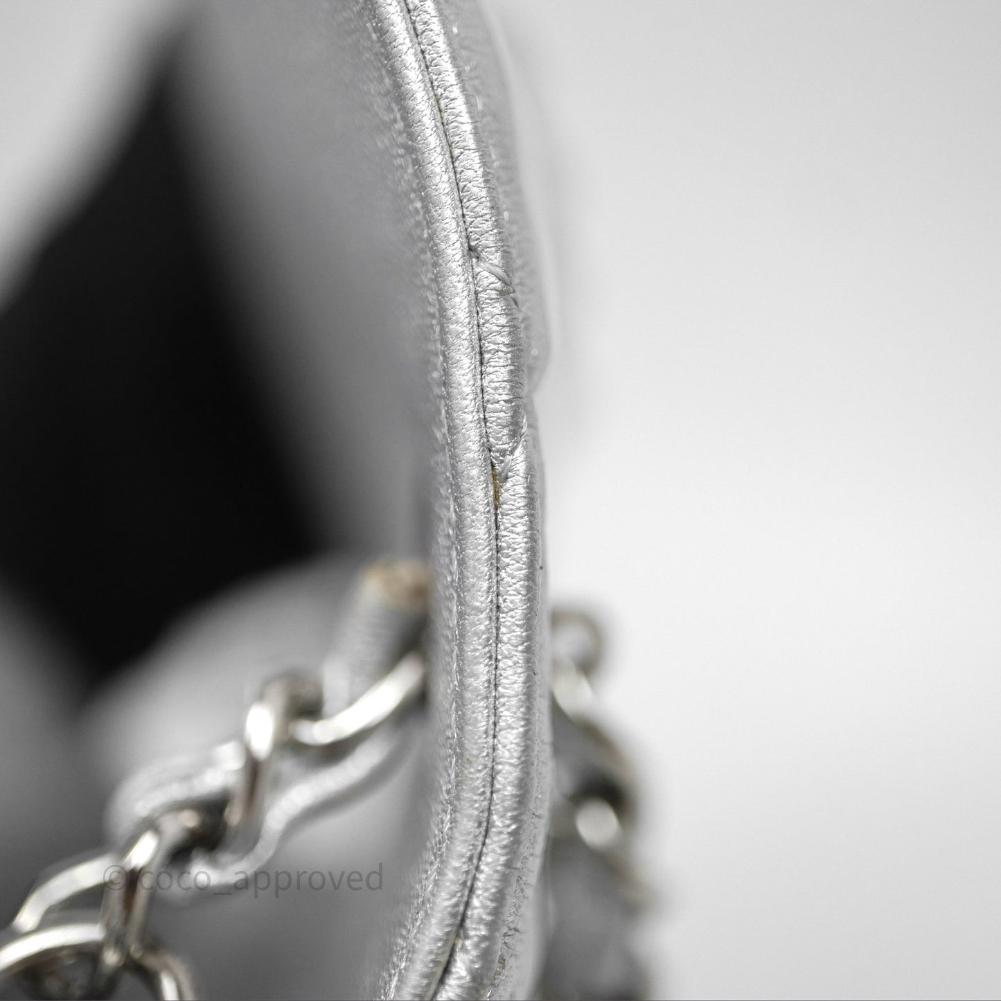 Chanel Quilted Mini Rectangular Flap Metallic Silver Lambskin Silver Hardware