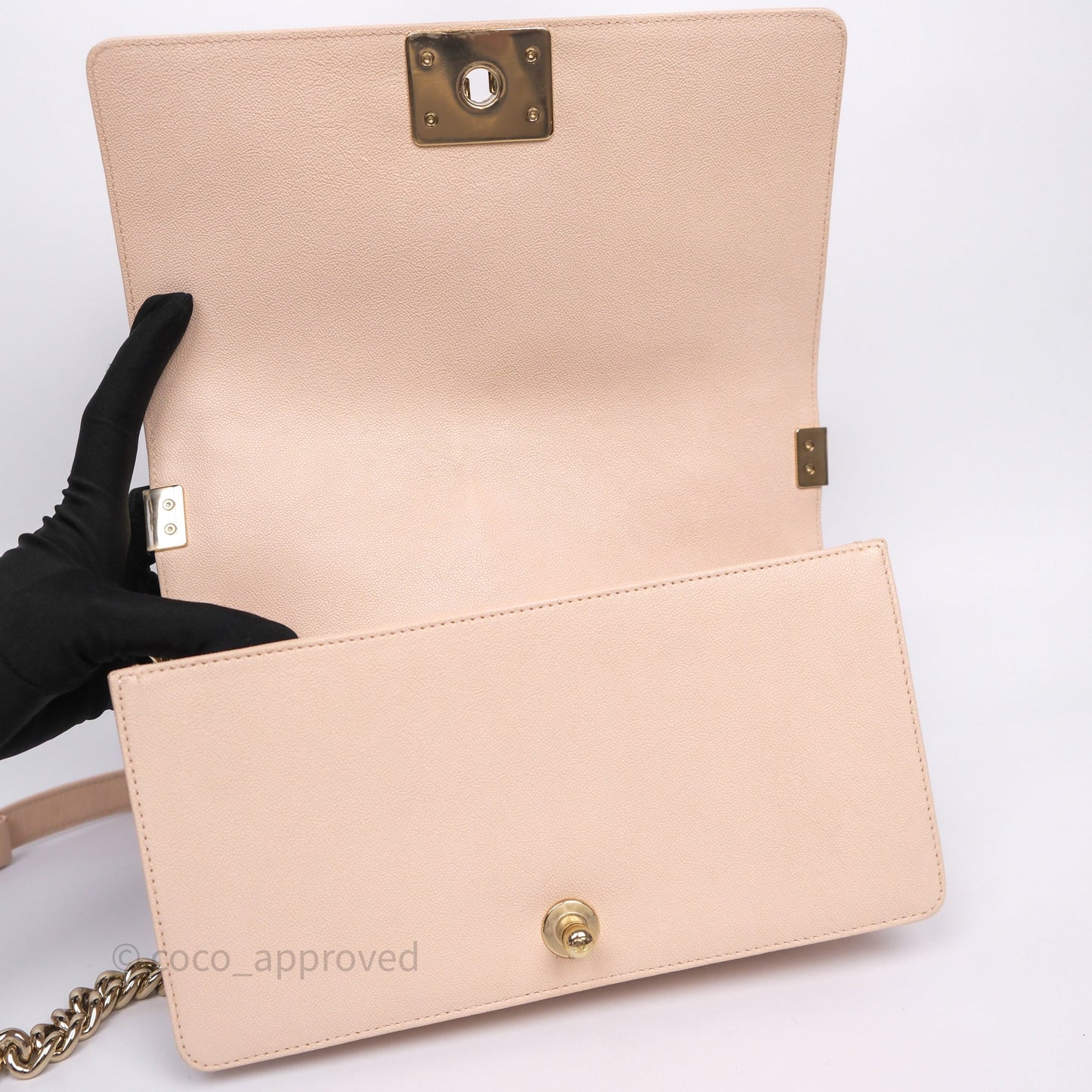 Chanel Chevron Medium Boy Light Pink Caviar Gold Hardware