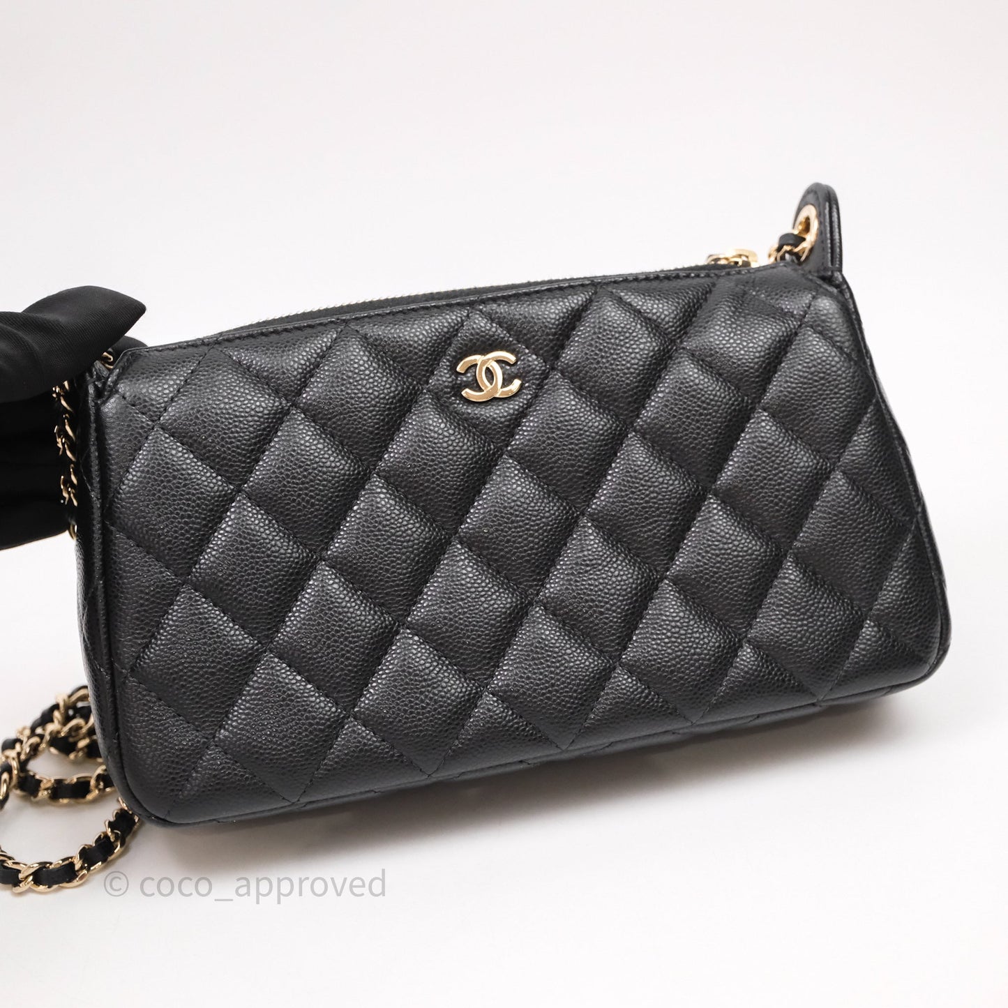Chanel Clutch on Chain Black Caviar Gold Hardware