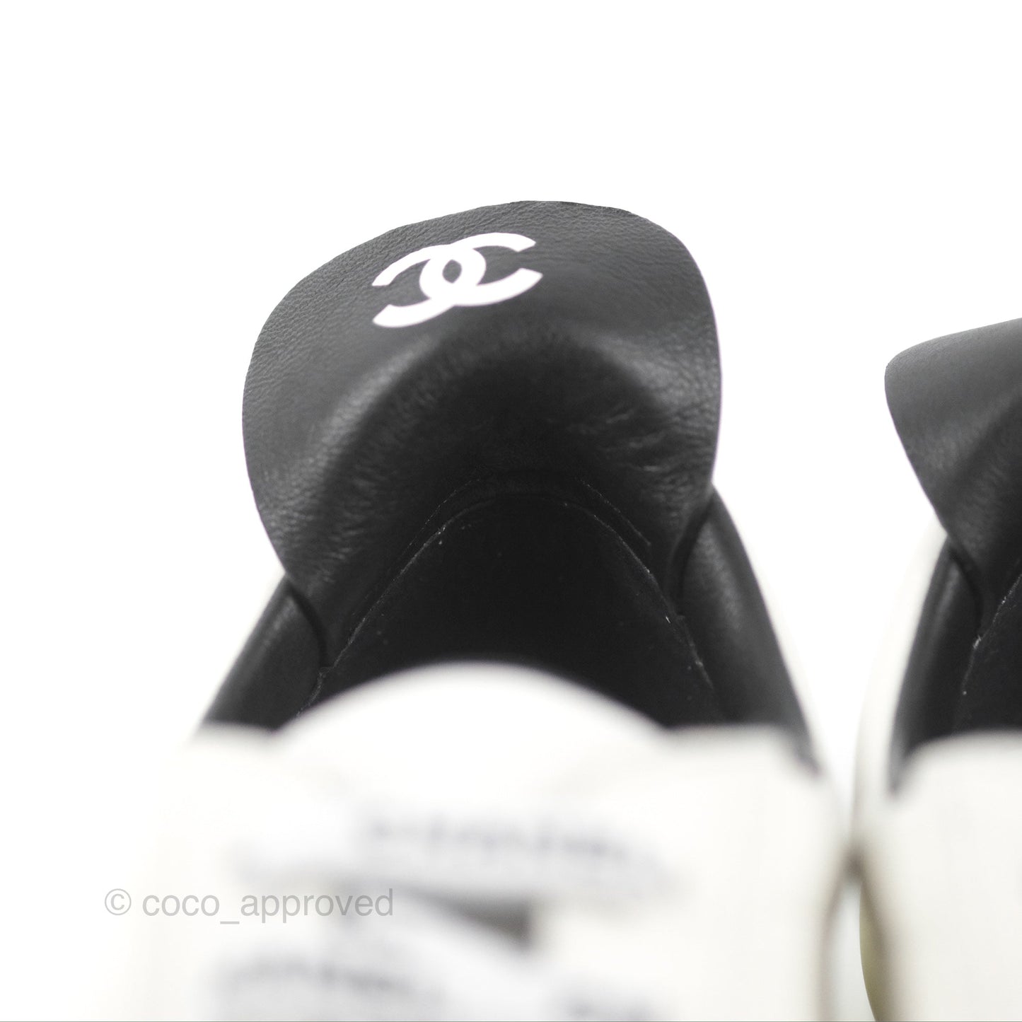 Chanel Logo Pull Tab Lace-up Sneakers White & Black Size 36.5