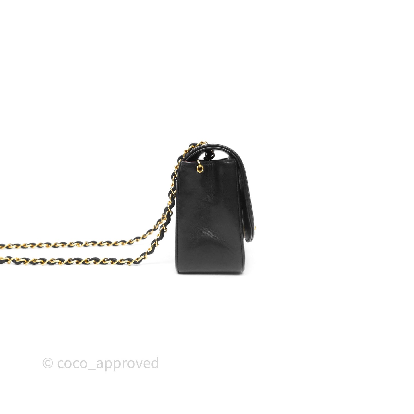 Chanel Small Vintage Quilted Classic Diana Flap Bag Black Lambskin 24K Gold Hardware
