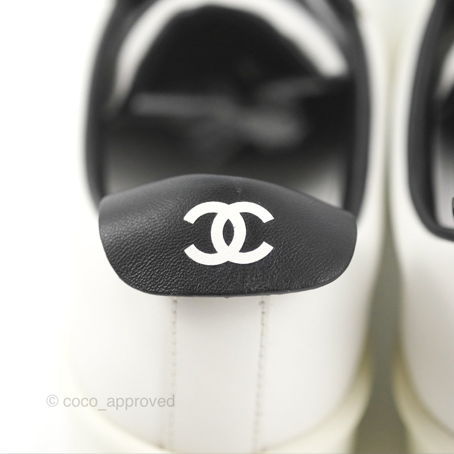 Chanel Logo Pull Tab Lace-up Sneakers White & Black Size 36.5