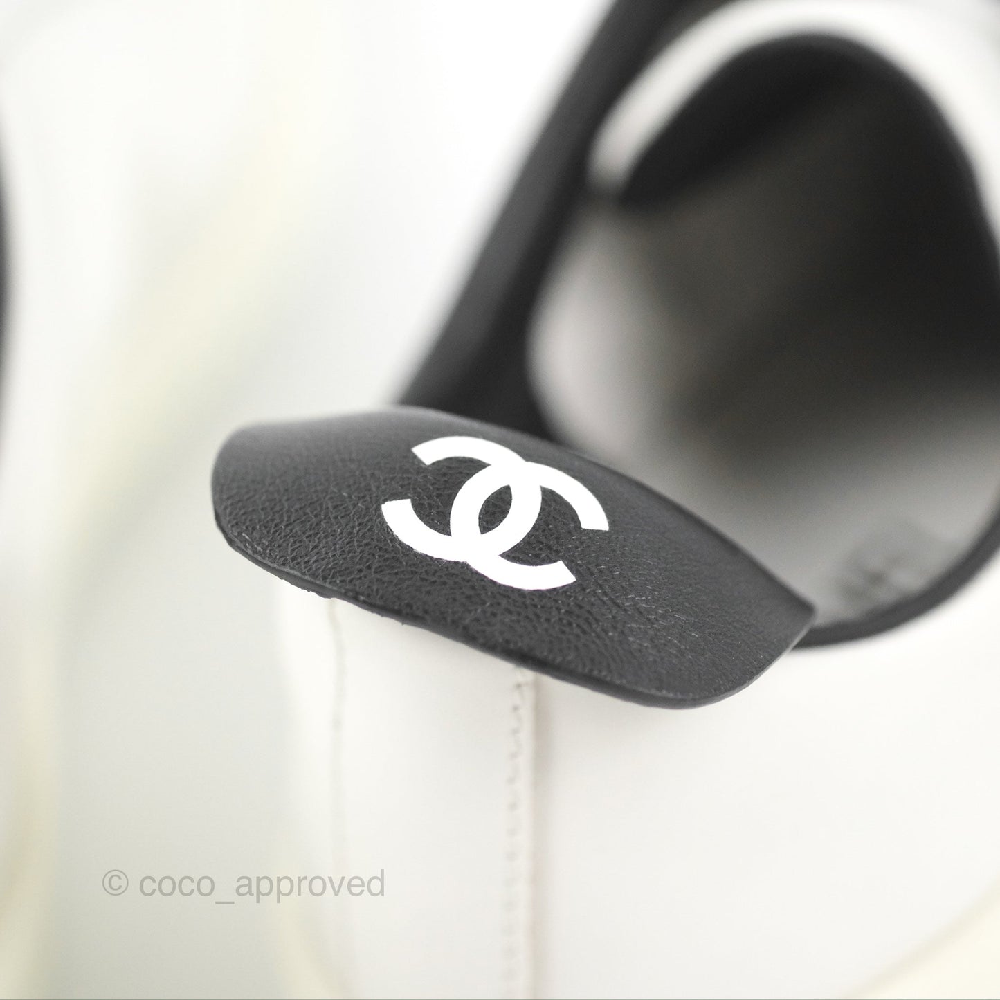 Chanel Logo Pull Tab Lace-up Sneakers White & Black Size 36.5