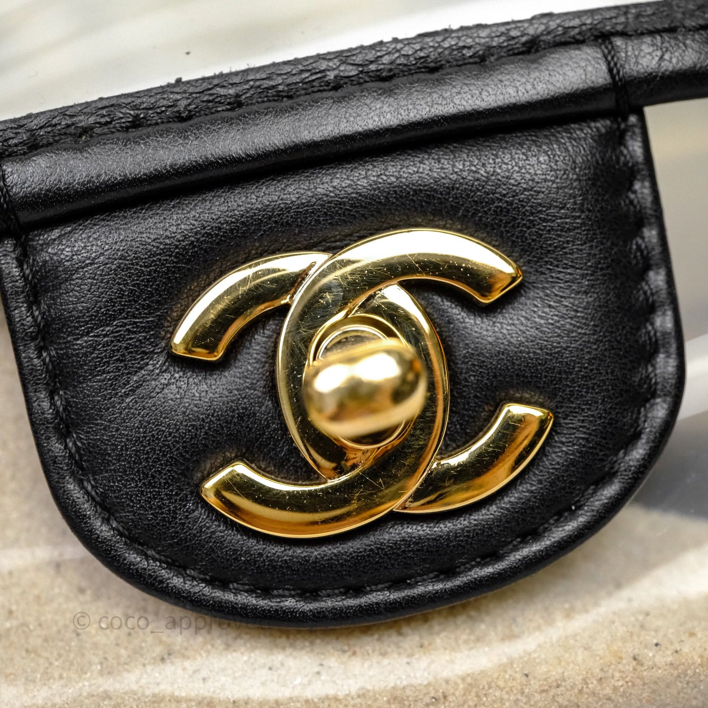 Chanel Medium Sand By The Sea PVC Flap Black Lambskin Gold Hardware