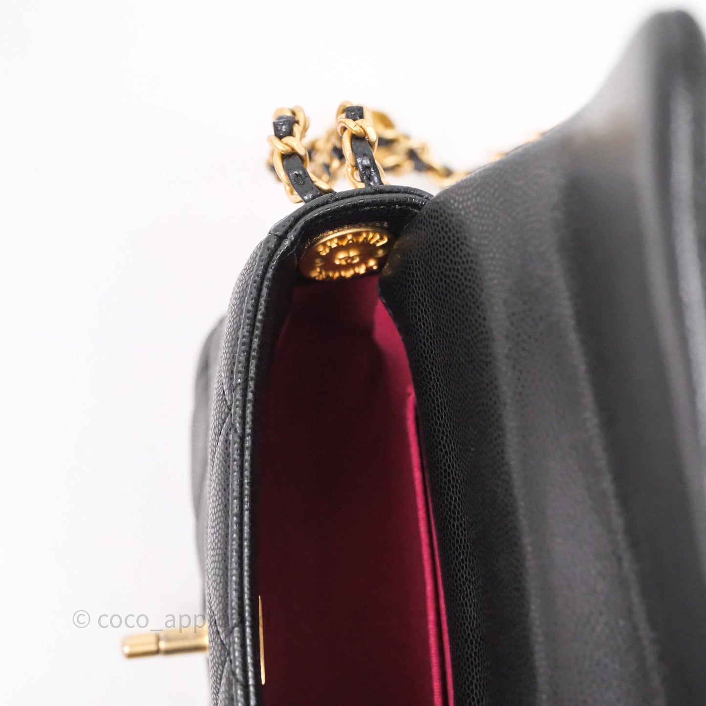 Chanel Twist Your Buttons Caviar Coin Purse Chain Black Bag Gold Hardware