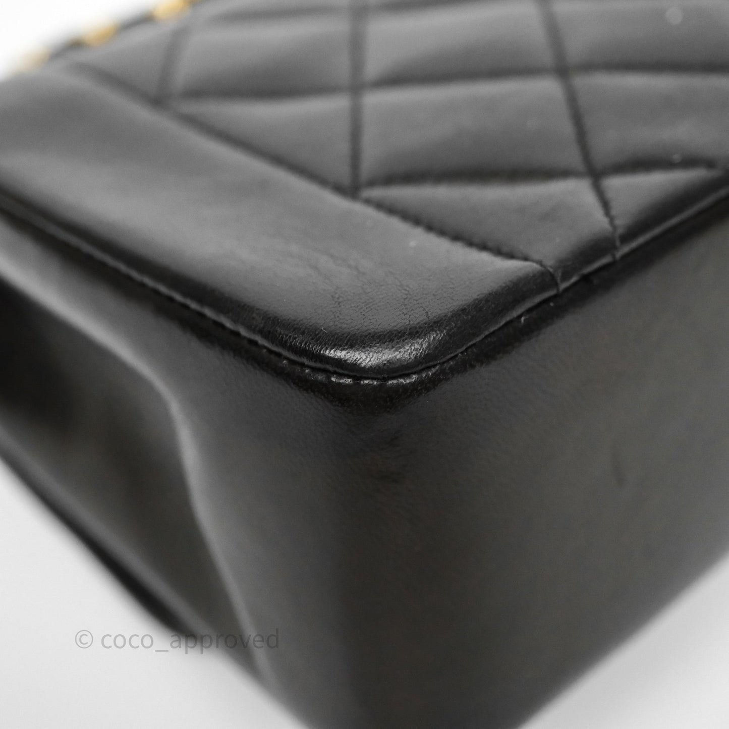 Chanel Small Vintage Quilted Classic Diana Flap Bag Black Lambskin 24K Gold Hardware