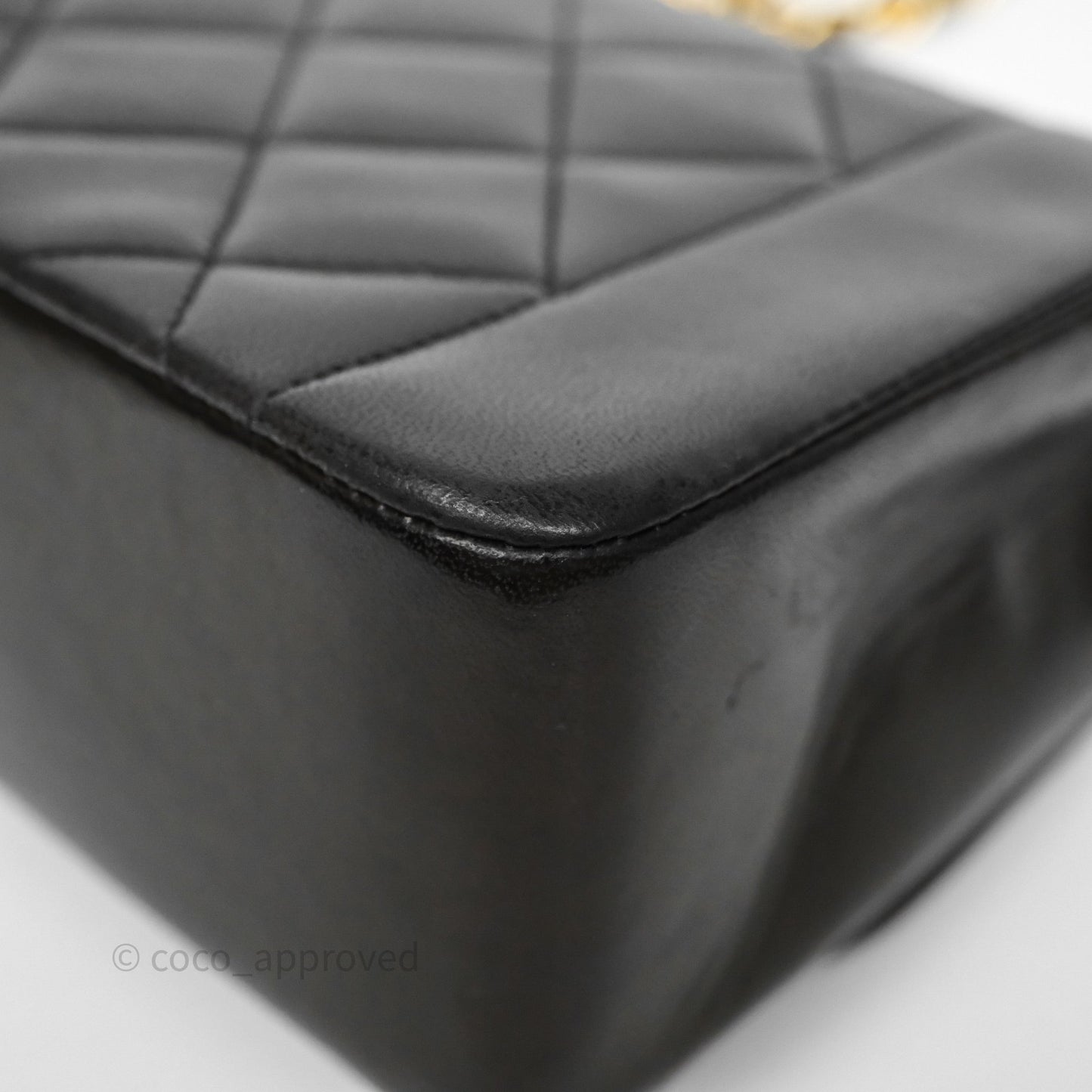 Chanel Small Vintage Quilted Classic Diana Flap Bag Black Lambskin 24K Gold Hardware