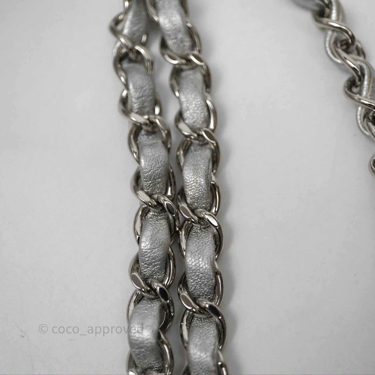 Chanel Quilted Mini Rectangular Flap Metallic Silver Lambskin Silver Hardware