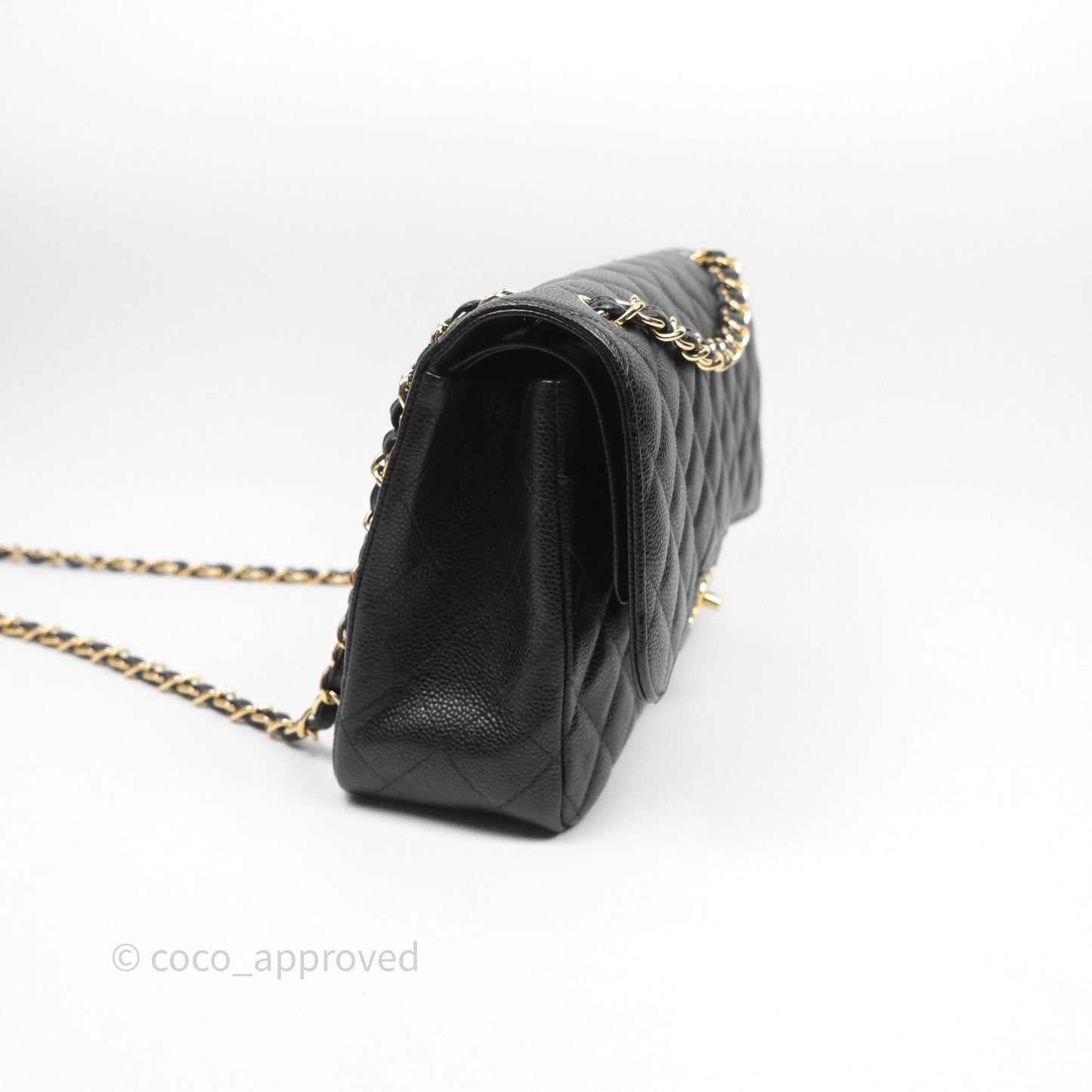 Chanel Quilted Jumbo Double Flap Black Caviar Gold Hardware