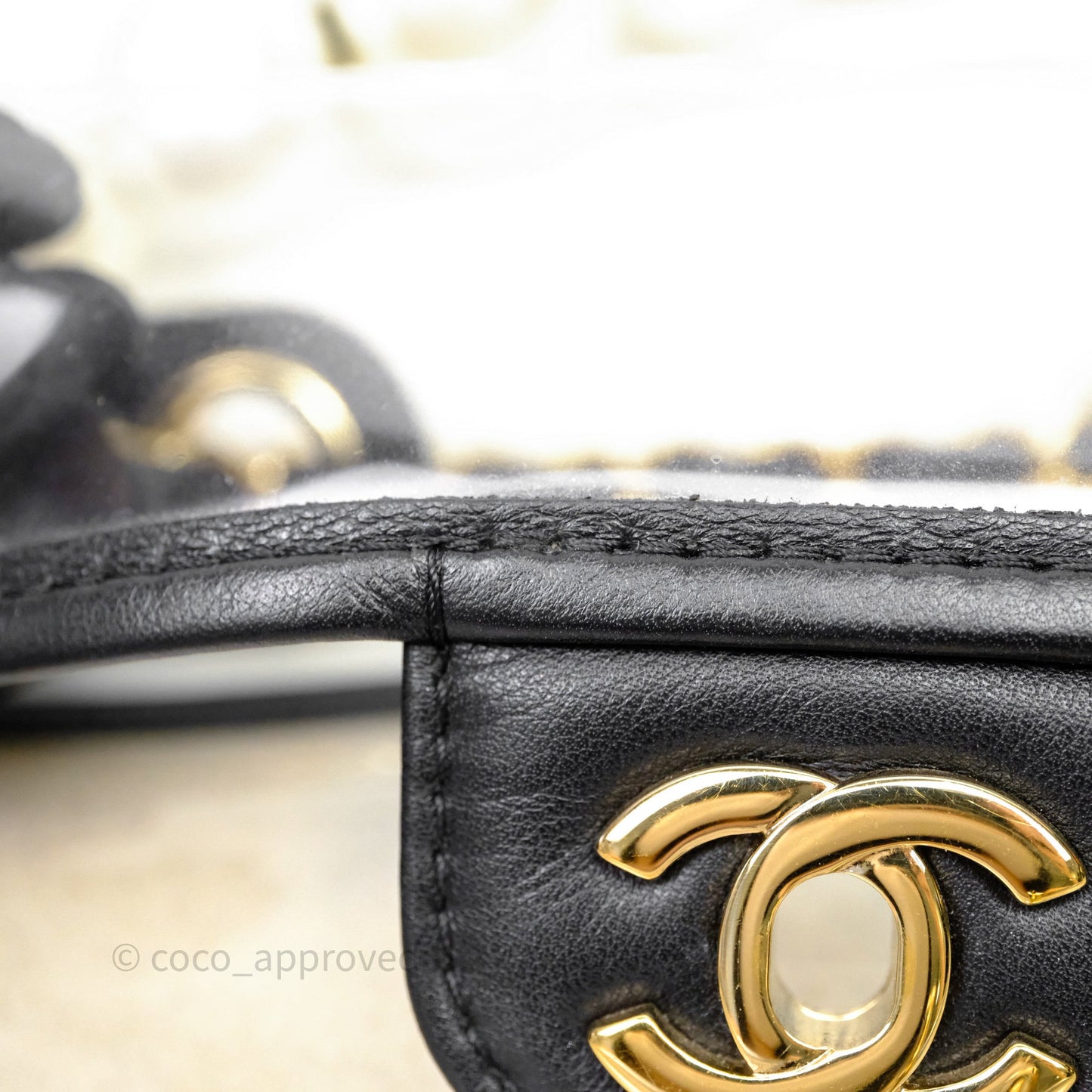 Chanel Medium Sand By The Sea PVC Flap Black Lambskin Gold Hardware