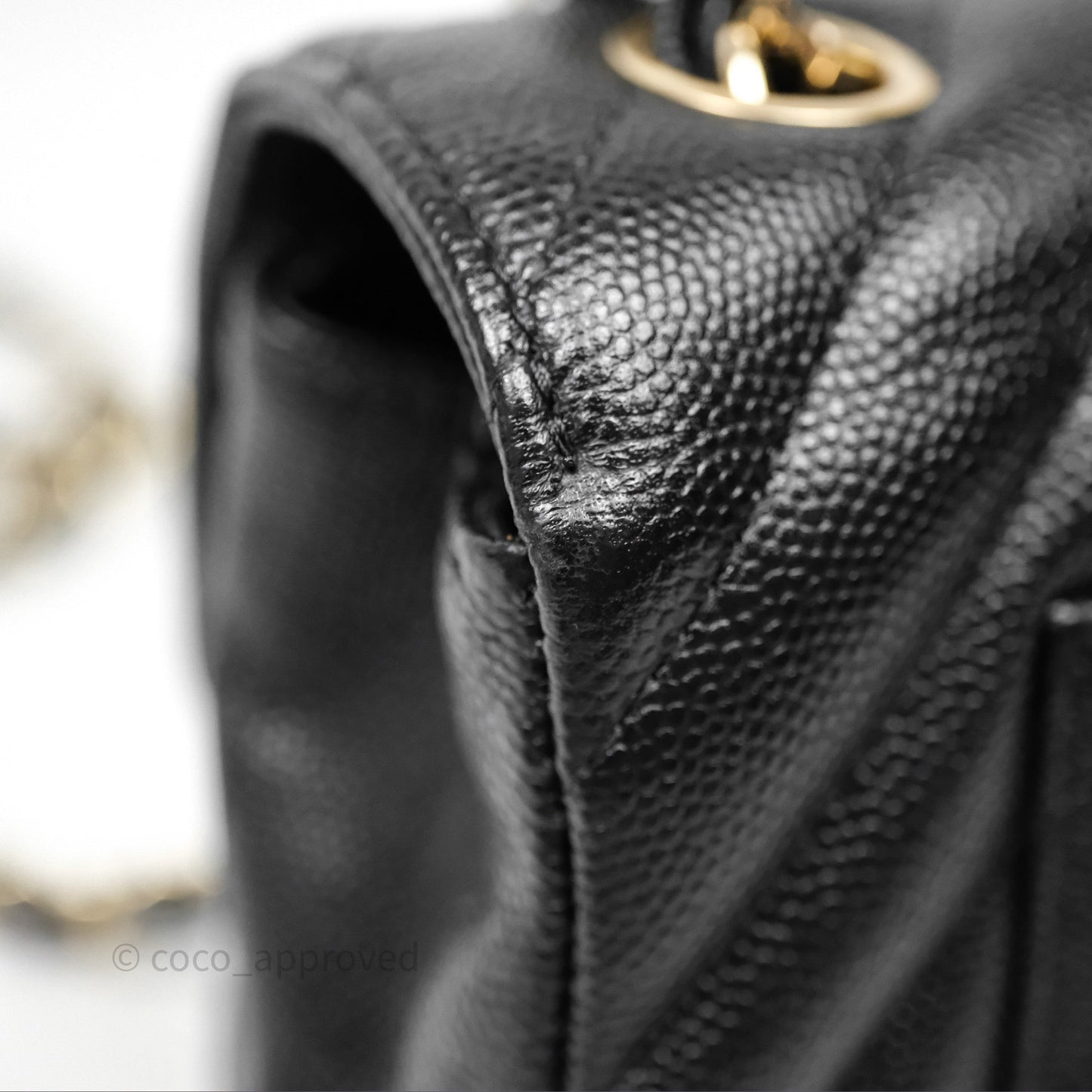Chanel Mini Rectangular Chevron Black Caviar Gold Hardware