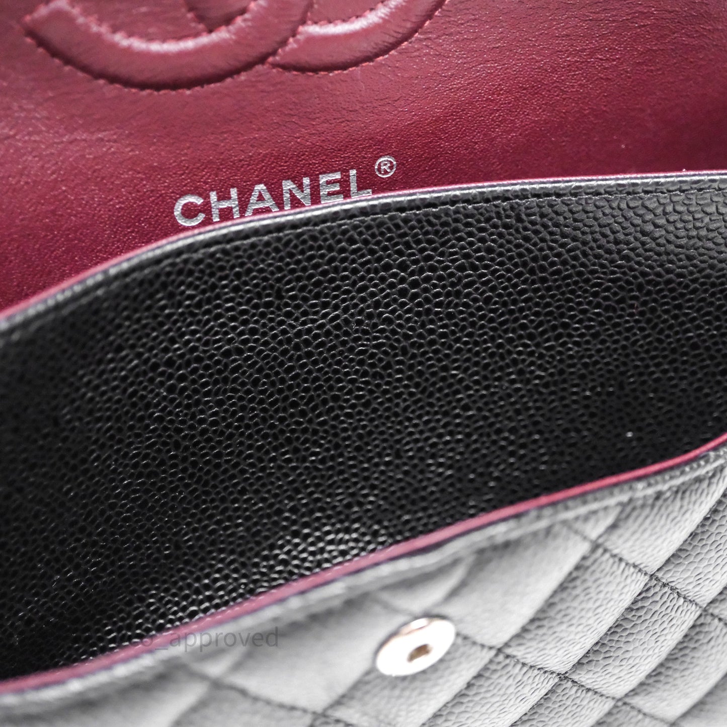 Chanel Classic M/L Medium Flap Quilted Black Caviar Silver Hardware