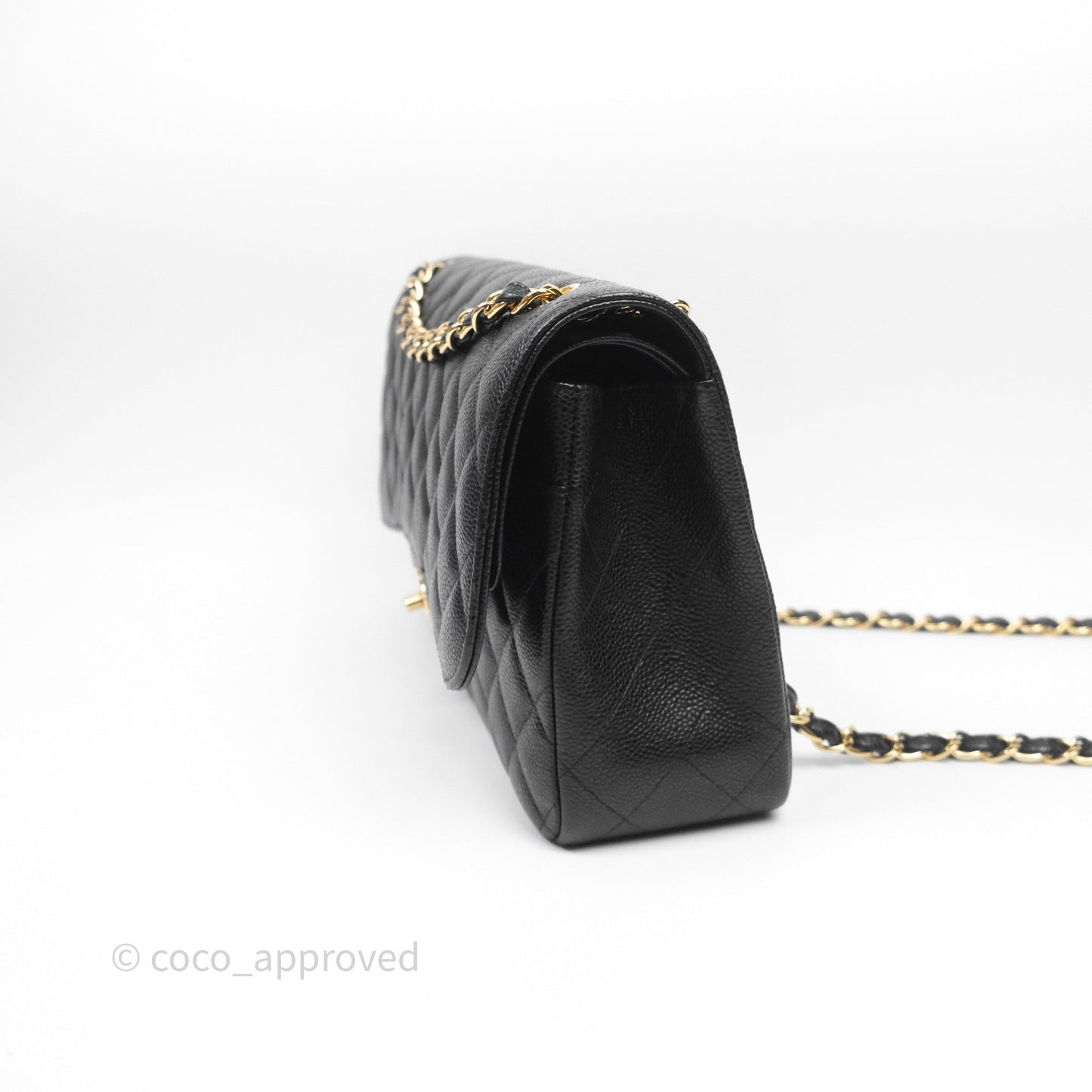 Chanel Quilted Jumbo Double Flap Black Caviar Gold Hardware