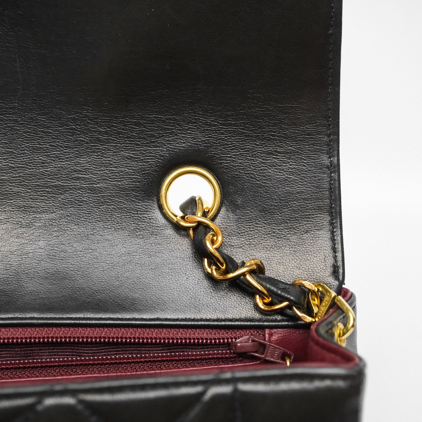 Chanel Small Vintage Quilted Classic Diana Flap Bag Black Lambskin 24K Gold Hardware
