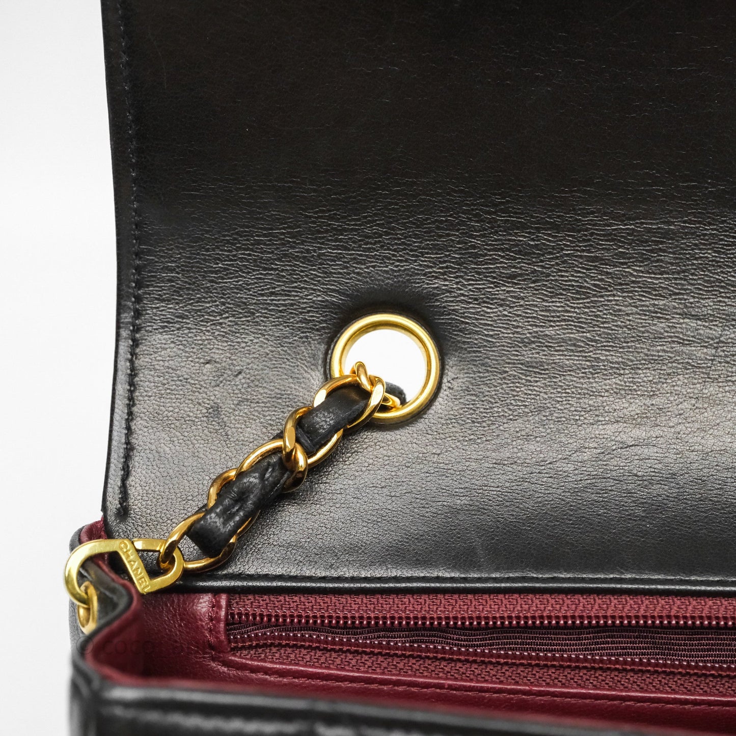 Chanel Small Vintage Quilted Classic Diana Flap Bag Black Lambskin 24K Gold Hardware