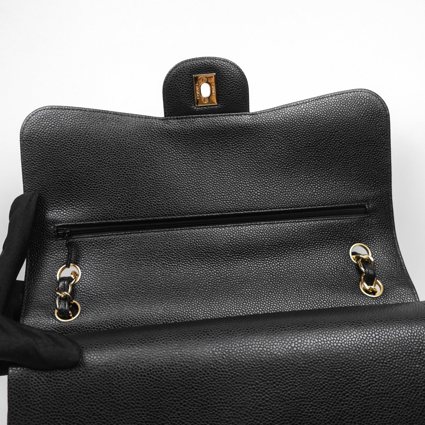 Chanel Quilted Jumbo Double Flap Black Caviar Gold Hardware