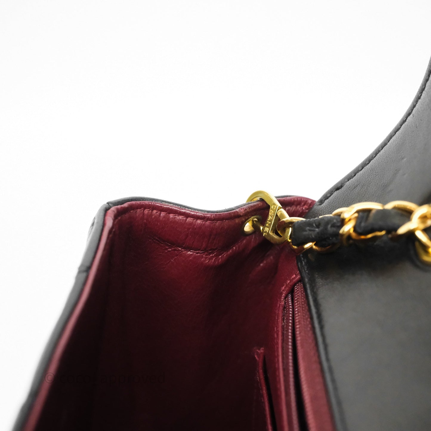 Chanel Small Vintage Quilted Classic Diana Flap Bag Black Lambskin 24K Gold Hardware