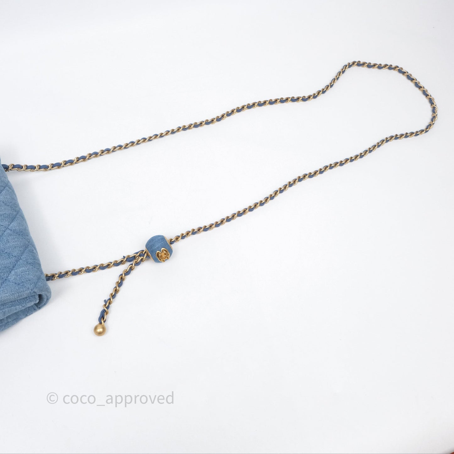 Chanel Mini Square Pearl Crush Quilted Denim Aged Gold Hardware