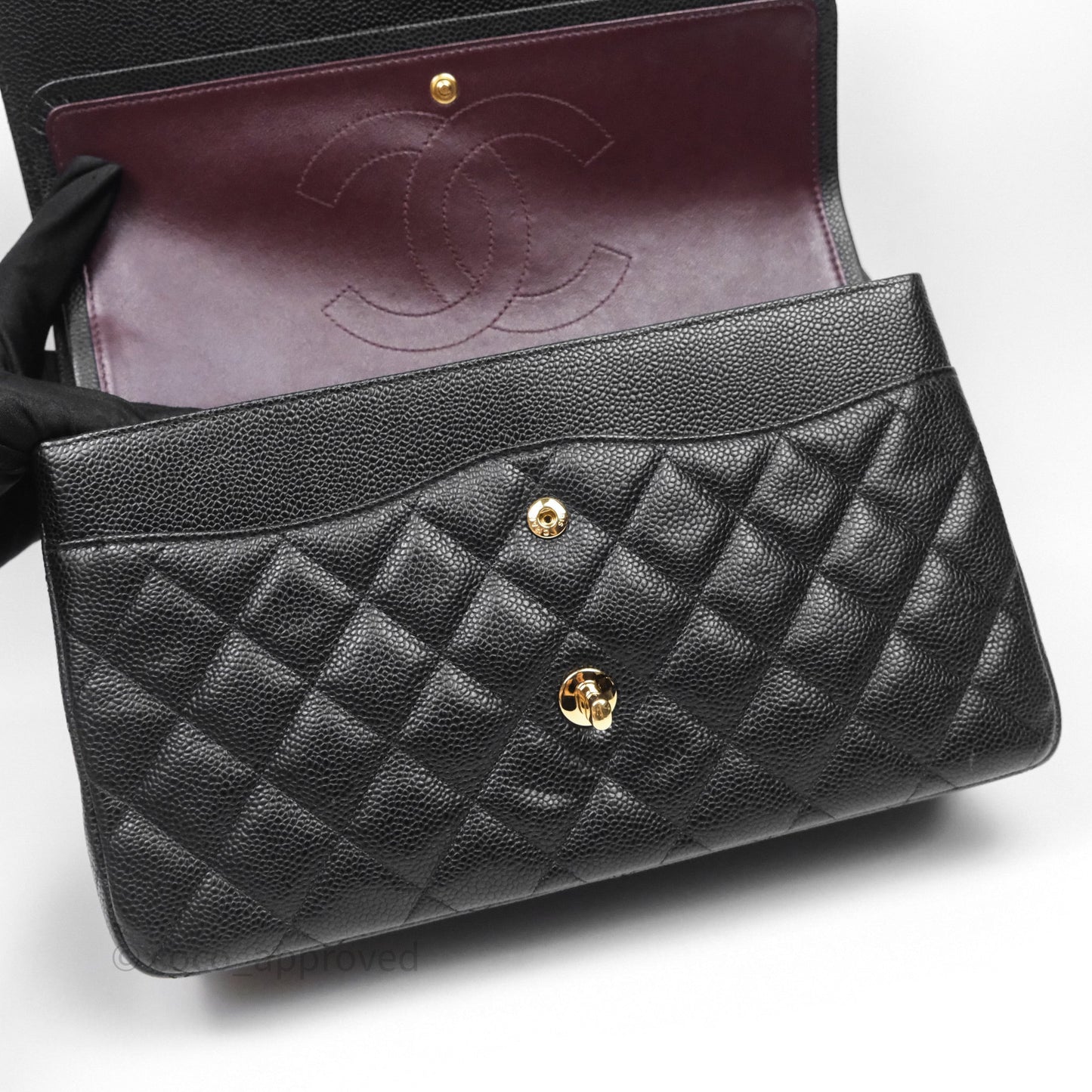 Chanel Quilted Jumbo Double Flap Black Caviar Gold Hardware