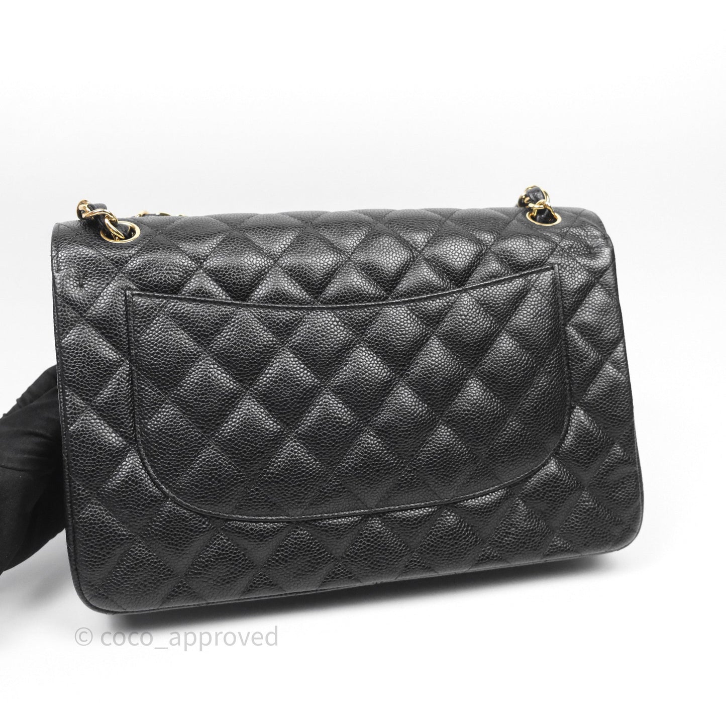 Chanel Quilted Jumbo Double Flap Black Caviar Gold Hardware