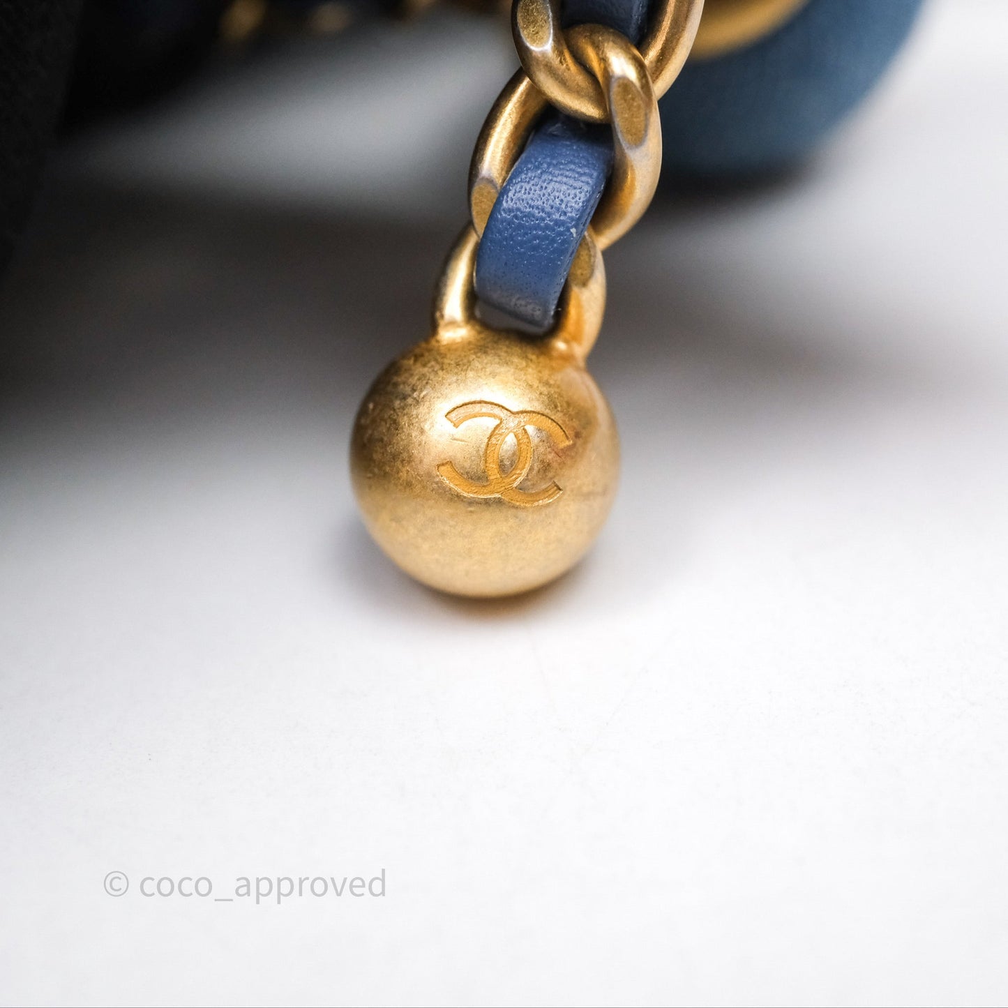 Chanel Mini Square Pearl Crush Quilted Denim Aged Gold Hardware