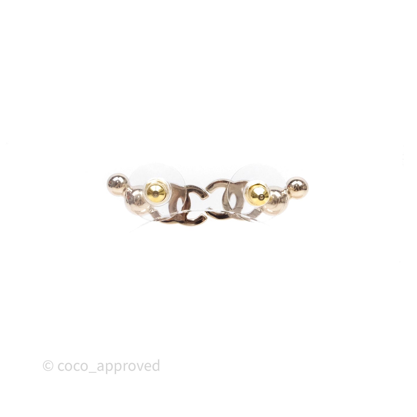 Chanel CC Crystals Earrings Gold Tone 24B