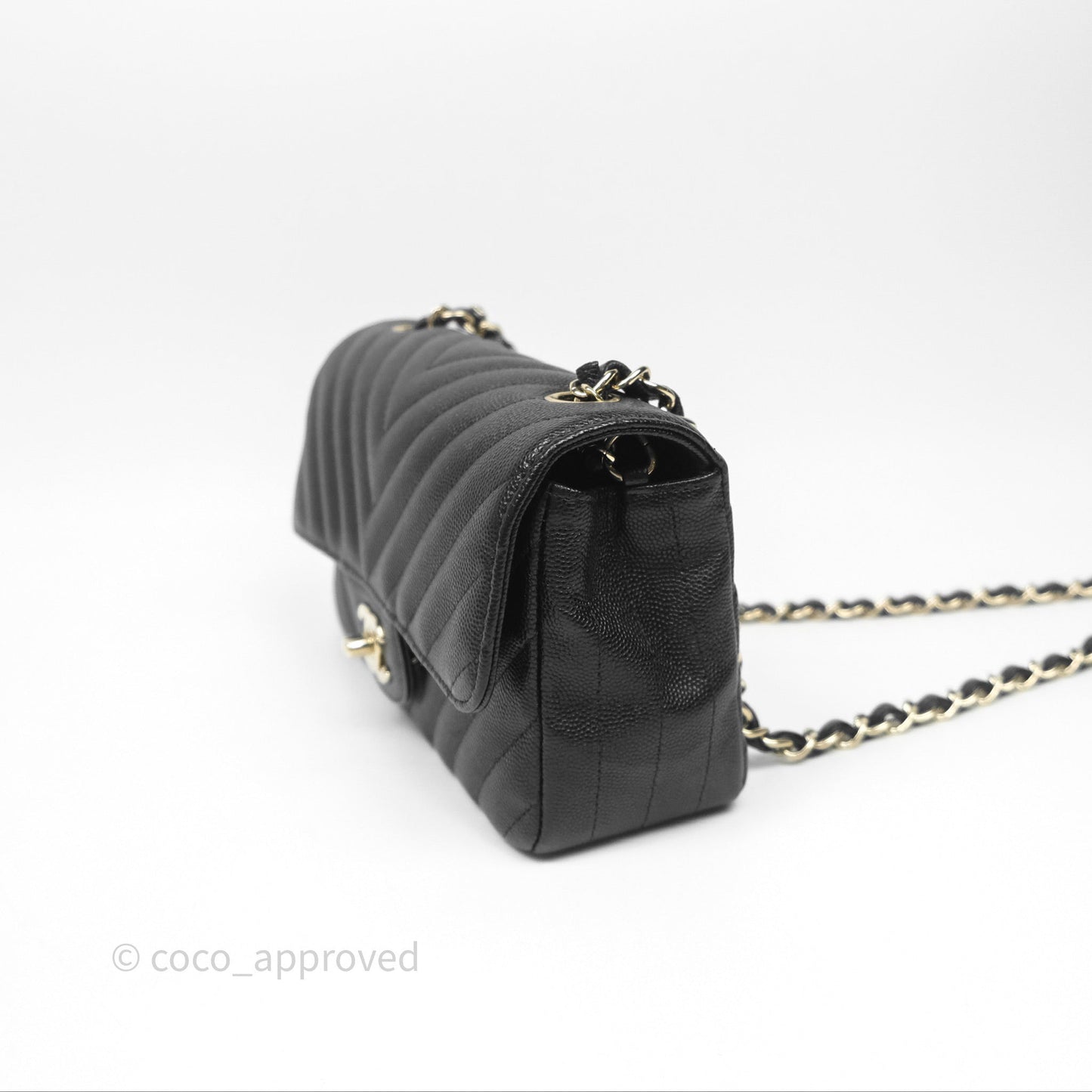 Chanel Mini Rectangular Chevron Black Caviar Gold Hardware