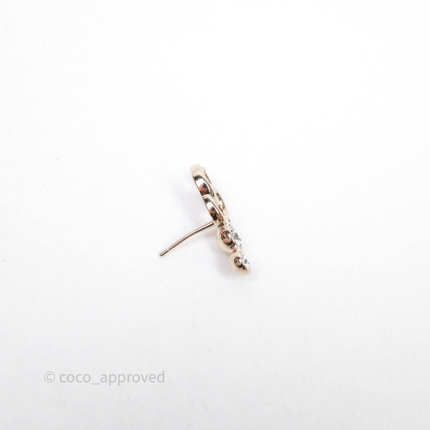 Chanel CC Crystals Earrings Gold Tone 24B