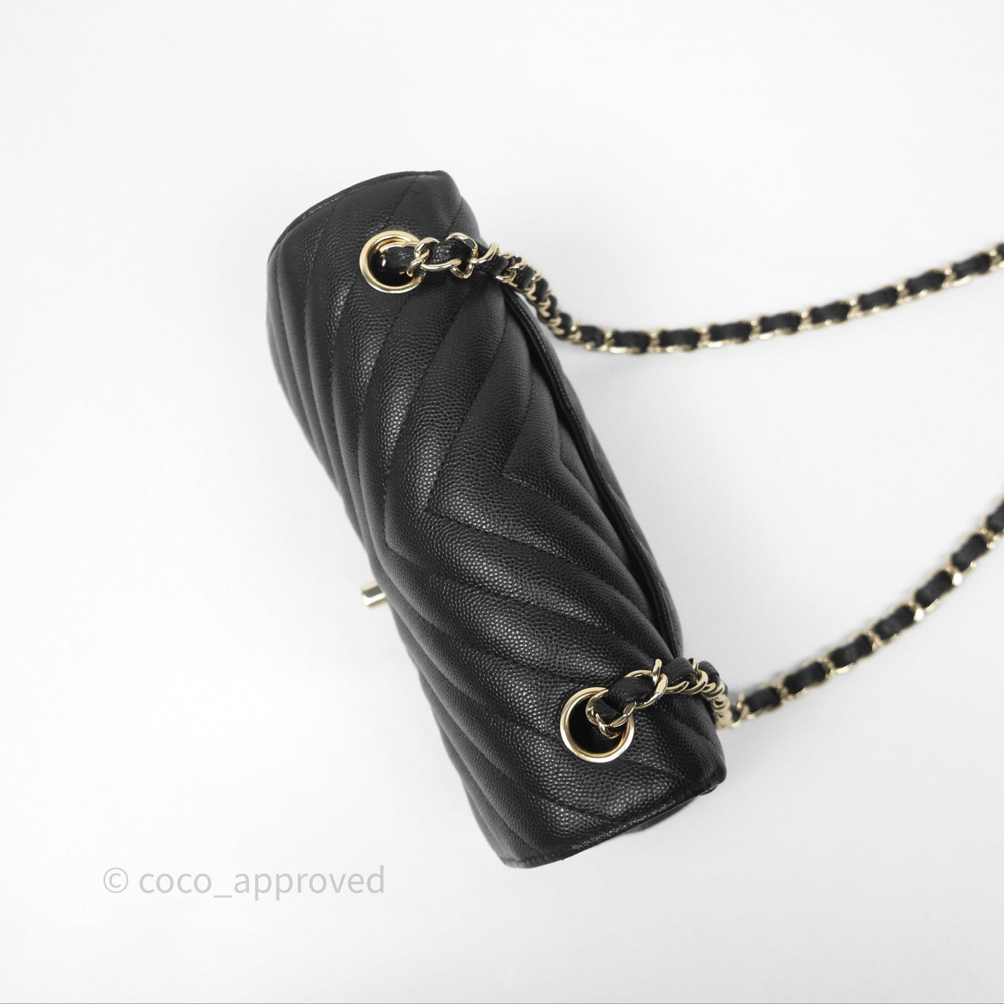 Chanel Mini Rectangular Chevron Black Caviar Gold Hardware