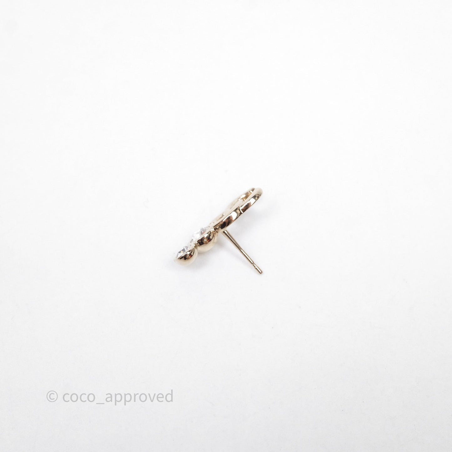 Chanel CC Crystals Earrings Gold Tone 24B