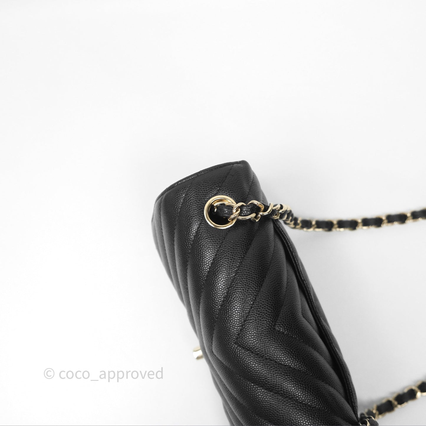 Chanel Mini Rectangular Chevron Black Caviar Gold Hardware