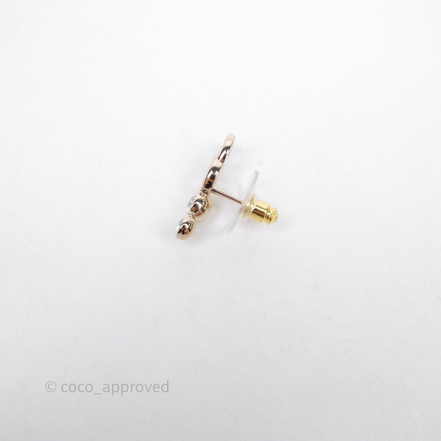 Chanel CC Crystals Earrings Gold Tone 24B