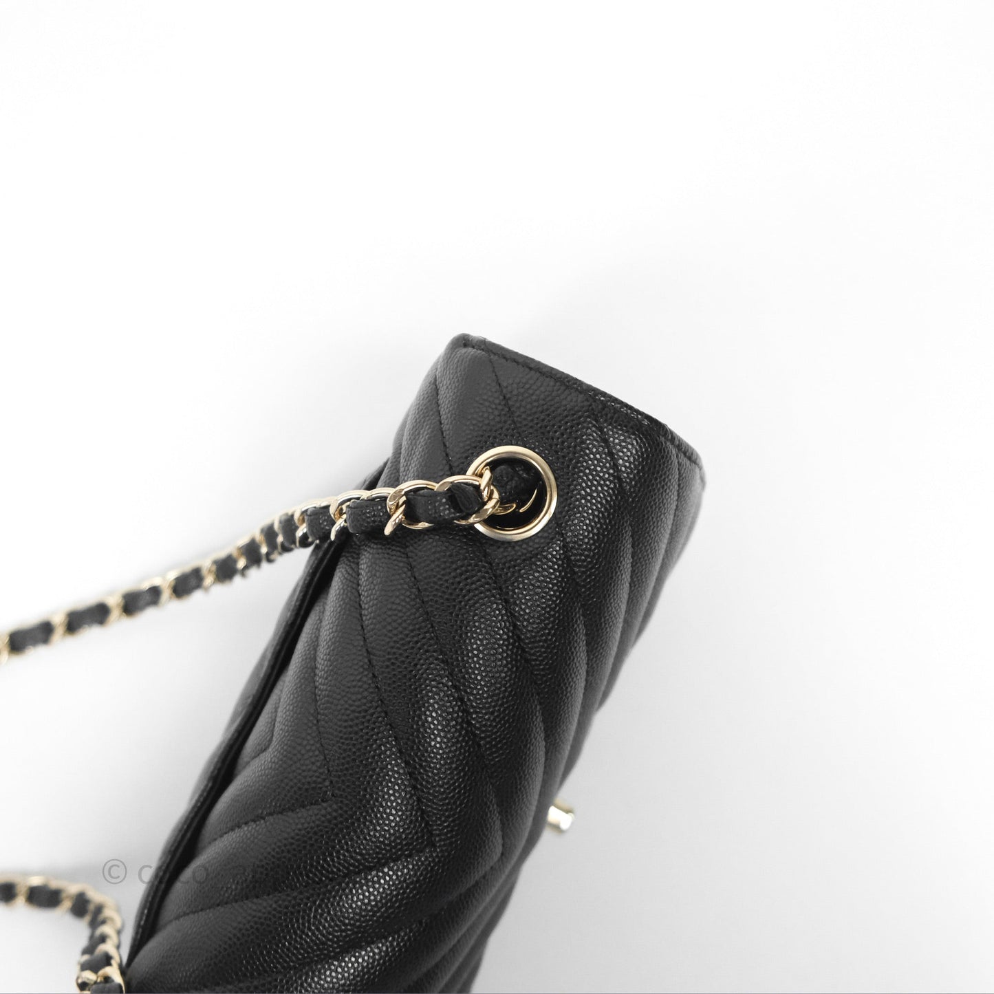 Chanel Mini Rectangular Chevron Black Caviar Gold Hardware
