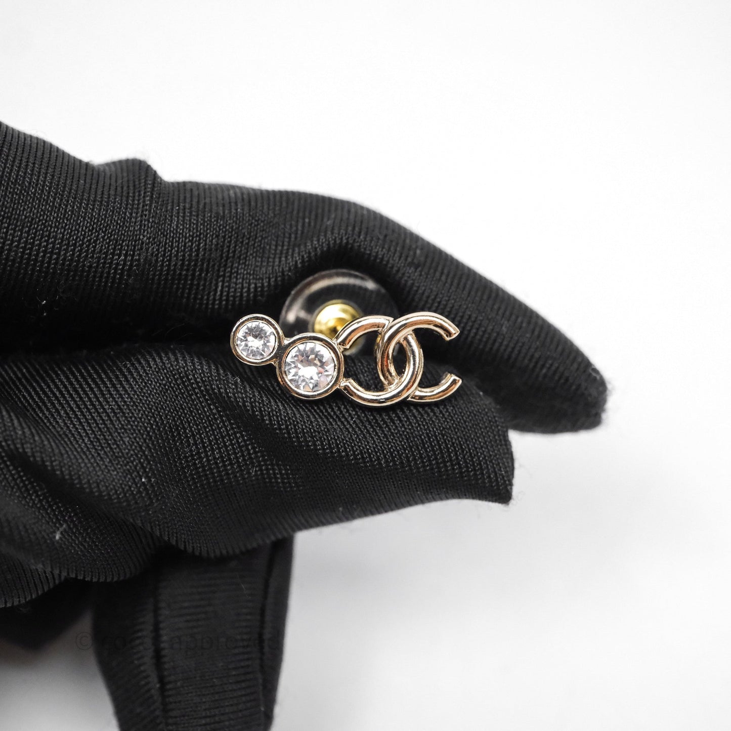 Chanel CC Crystals Earrings Gold Tone 24B