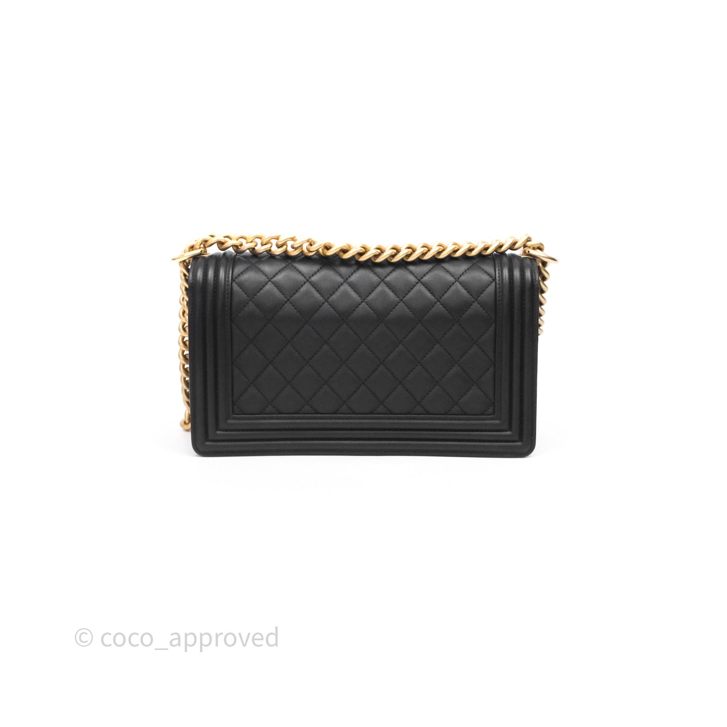 Chanel Medium Boy Quilted Black Calfskin Aged Gold Hardware