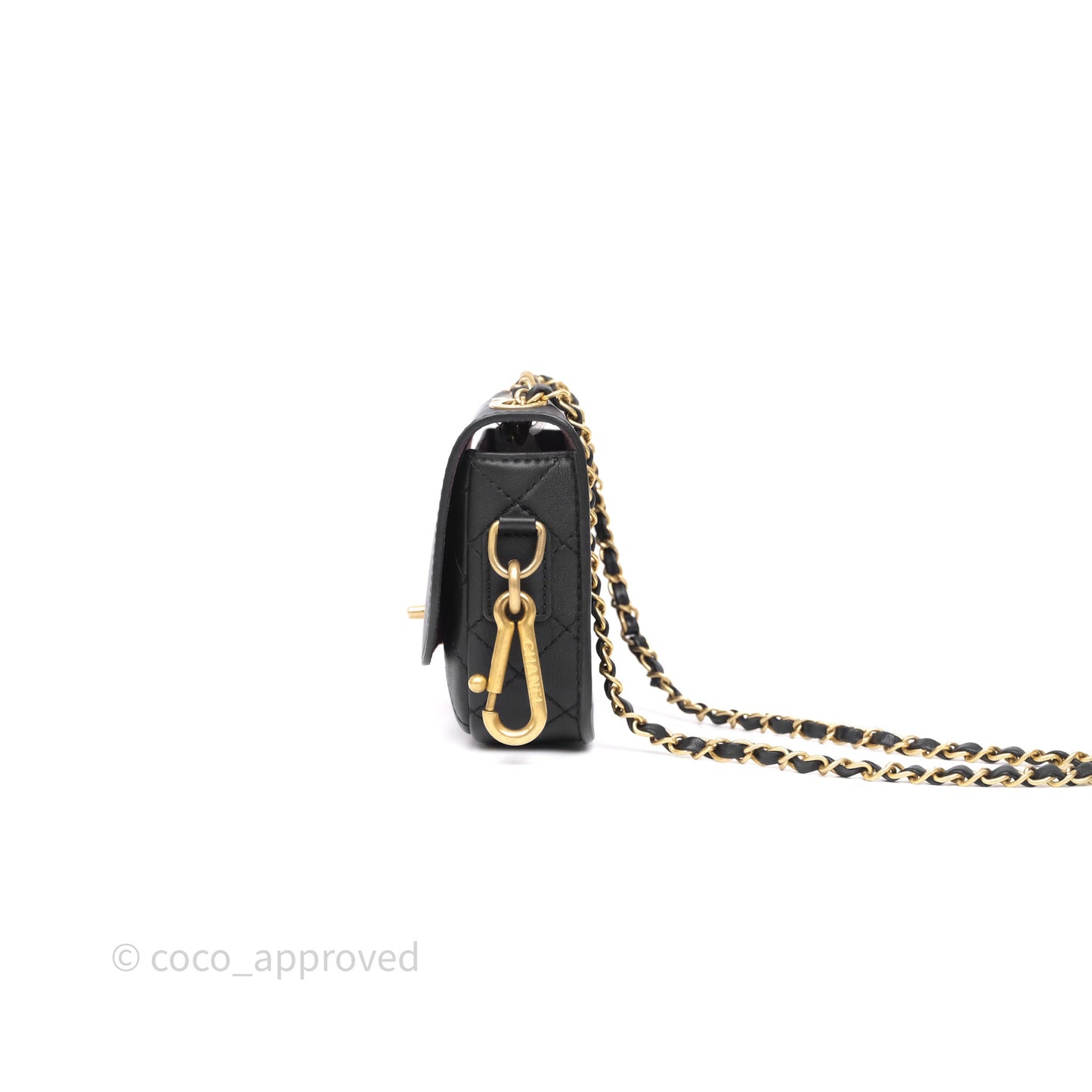 Chanel Quilted Flap Bag with Coin Purse Black Calfksin Aged Gold Hardware