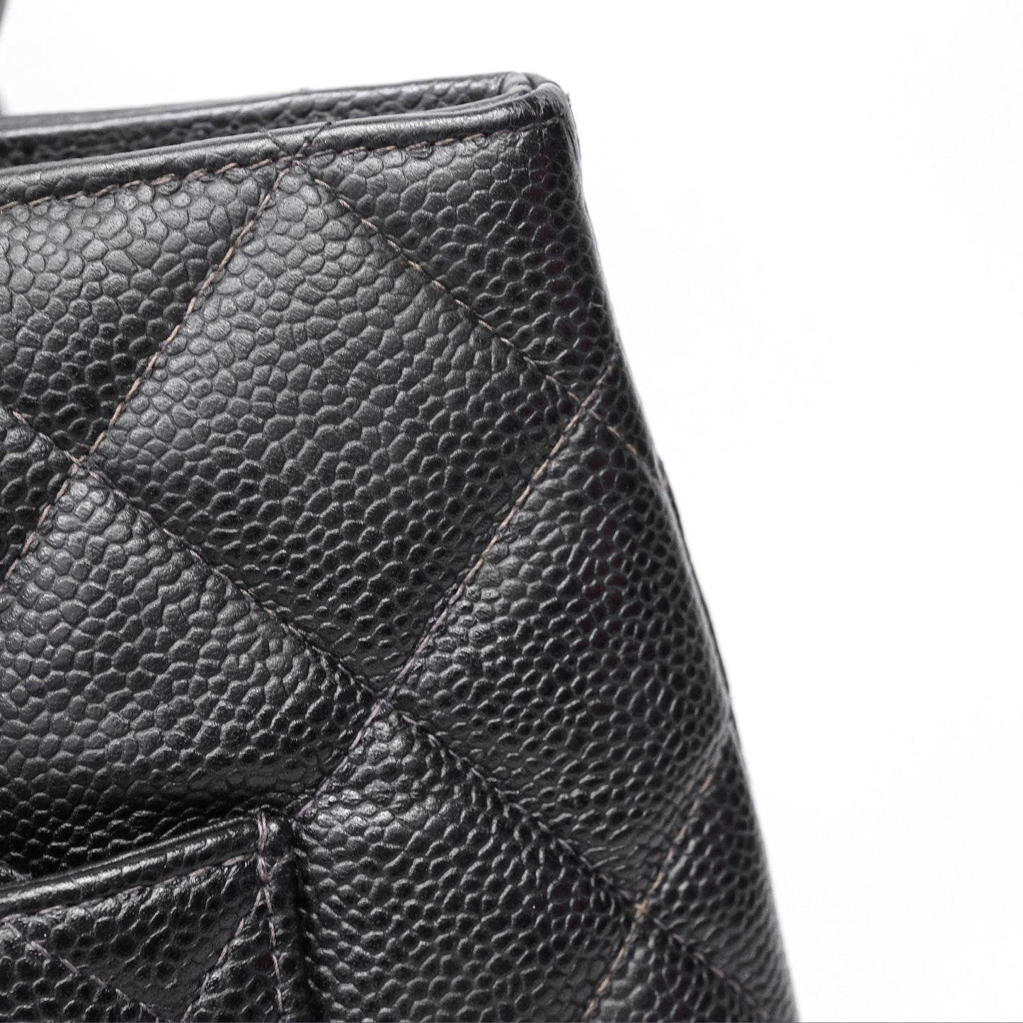 Chanel Vintage Medallion CC Black Caviar Tote Bag Gold Hardware
