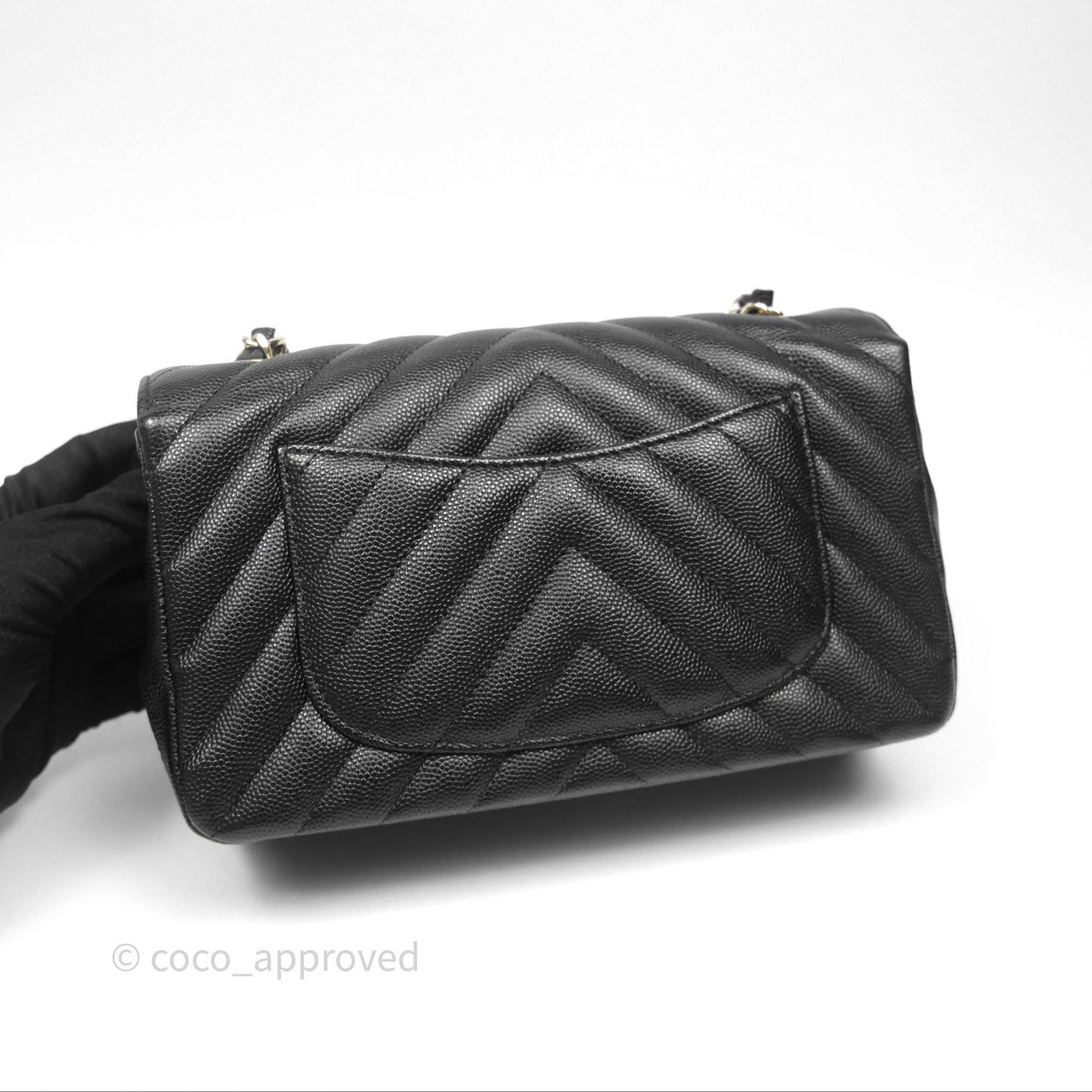 Chanel Mini Rectangular Chevron Black Caviar Gold Hardware